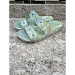 Classic Crocs Marbized Sandal Pure Water/Multi Unisex Men’s 6 Women’s 8 EUC